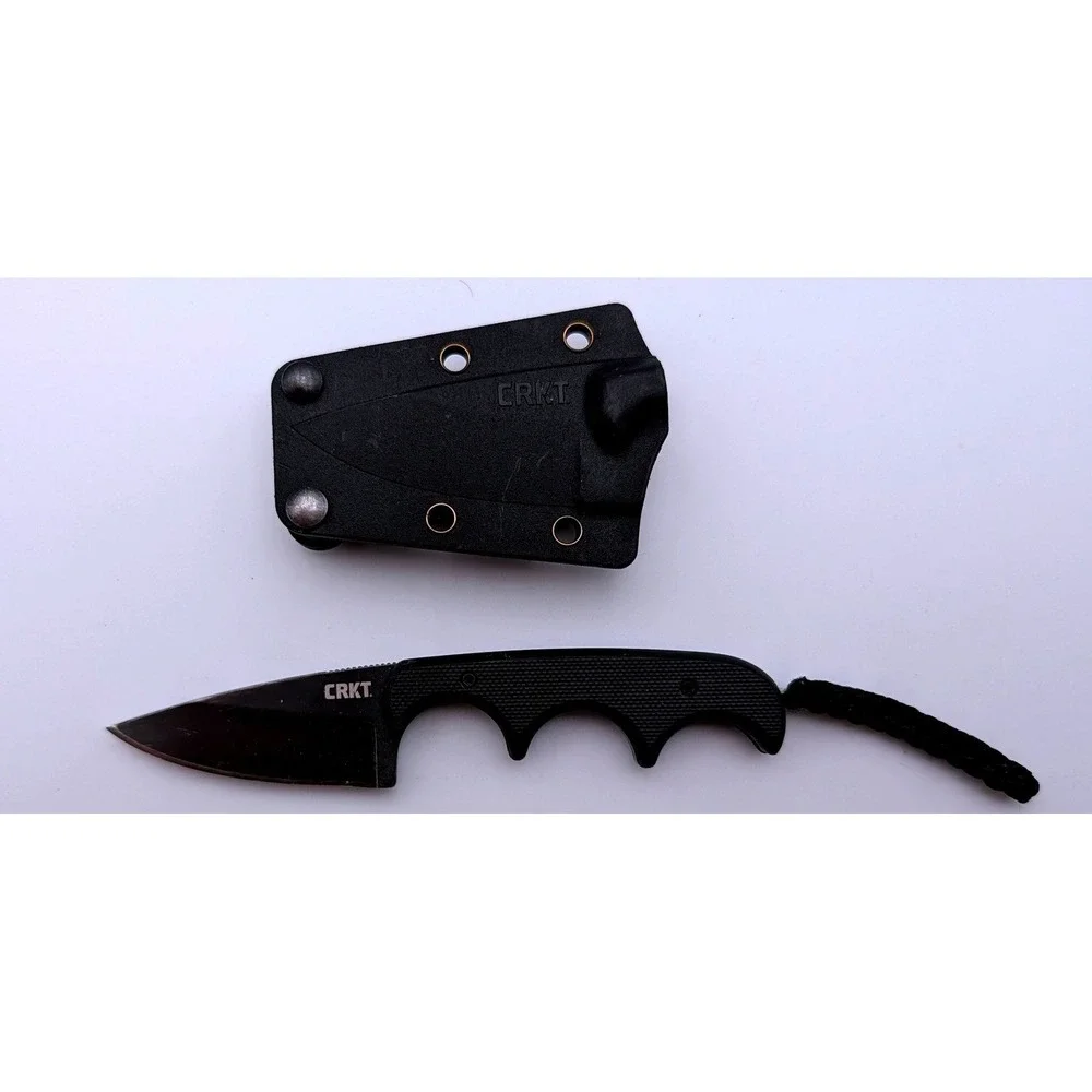 CRKT Minimalist Drop Point Black Fixed Blade Neck Knife 2384K Alan Folts Design
